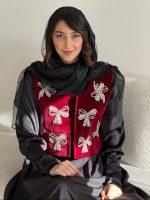 سخمه زرشکی پاپیون ملیله نقره